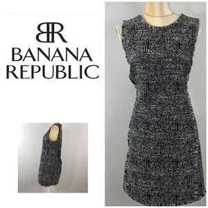 Banana Republic Black White Dress 10 Tweed Boucle